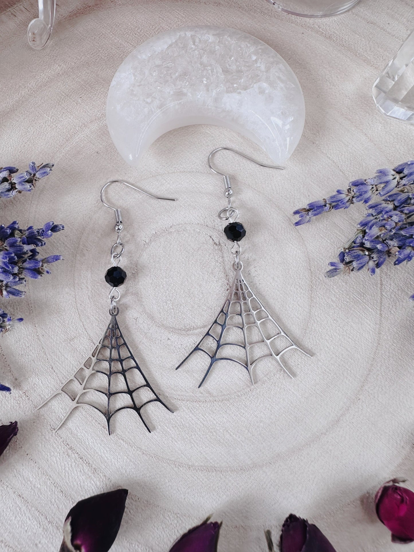 Stainless Steel Spiderweb Earrings