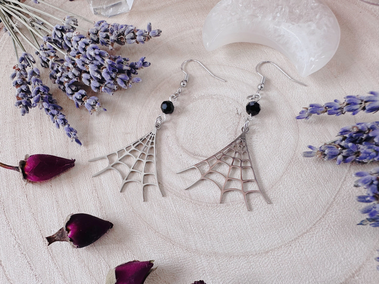 Stainless Steel Spiderweb Earrings
