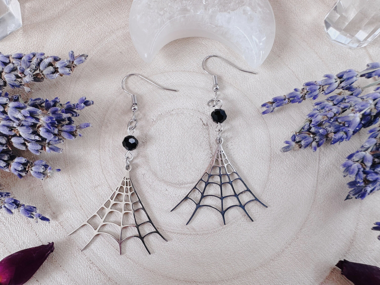 Stainless Steel Spiderweb Earrings