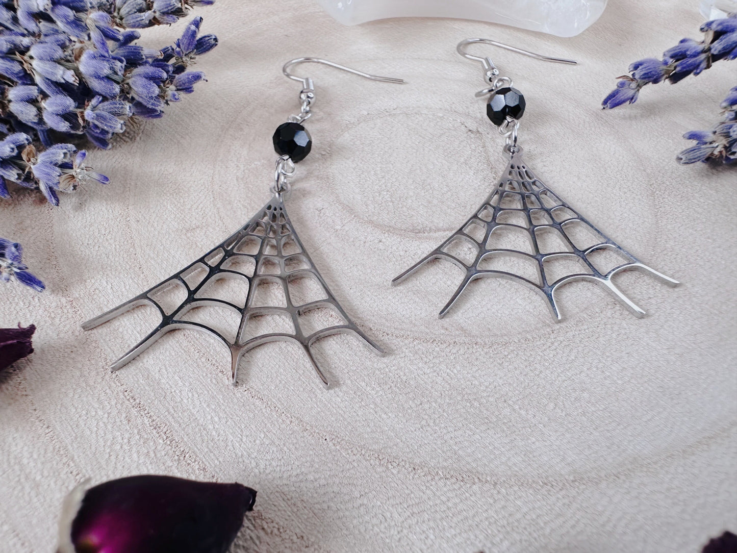 Stainless Steel Spiderweb Earrings
