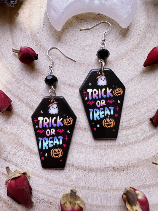 Trick Or Treat Coffin Earrings