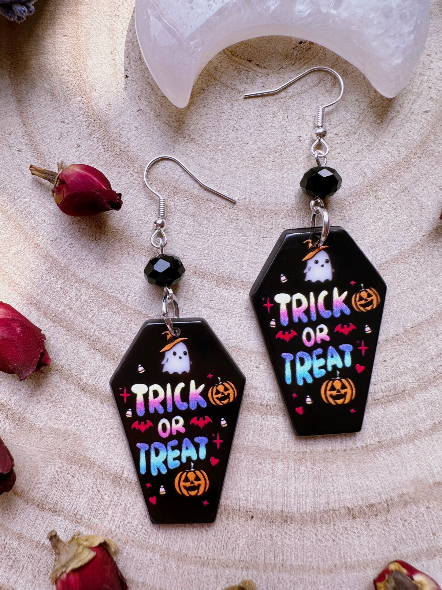 Trick Or Treat Coffin Earrings