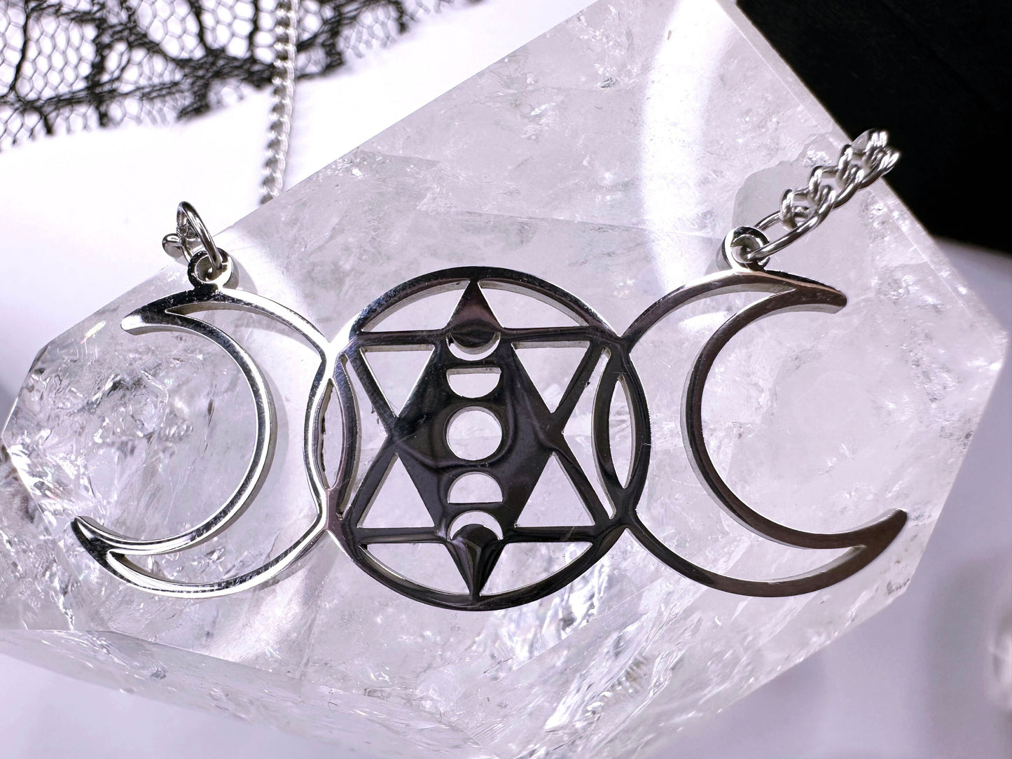 Stainless Steel Triple Moon Necklace