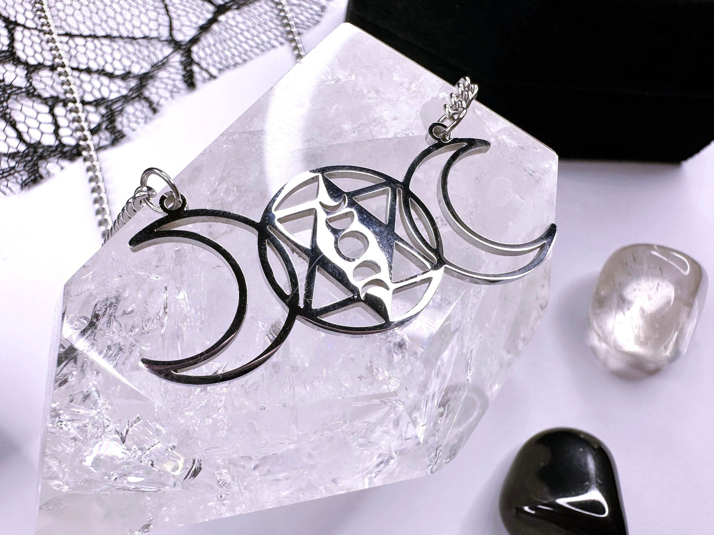 Stainless Steel Triple Moon Necklace