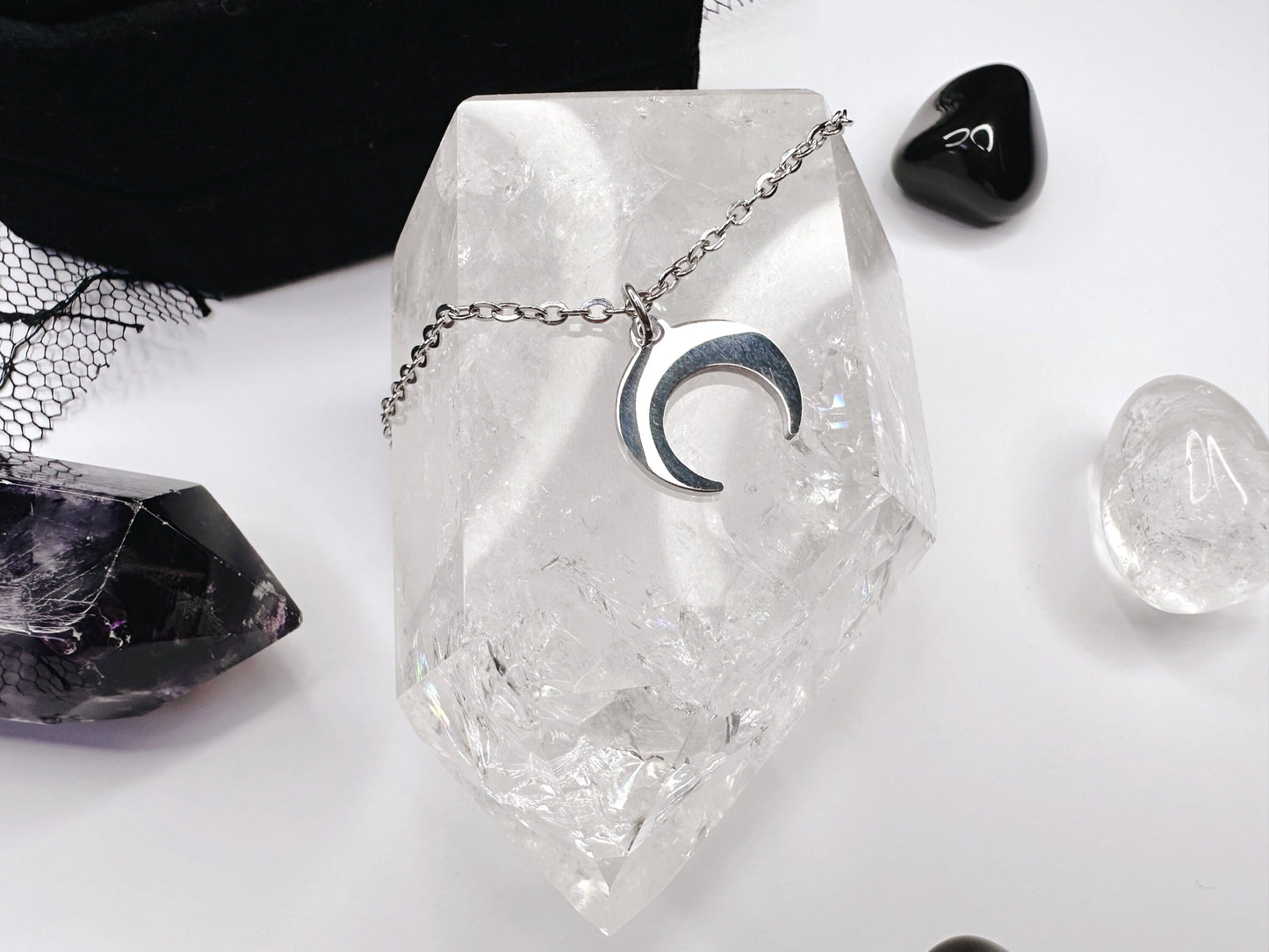 Stainless Steel Upside Down Crescent Moon Choker