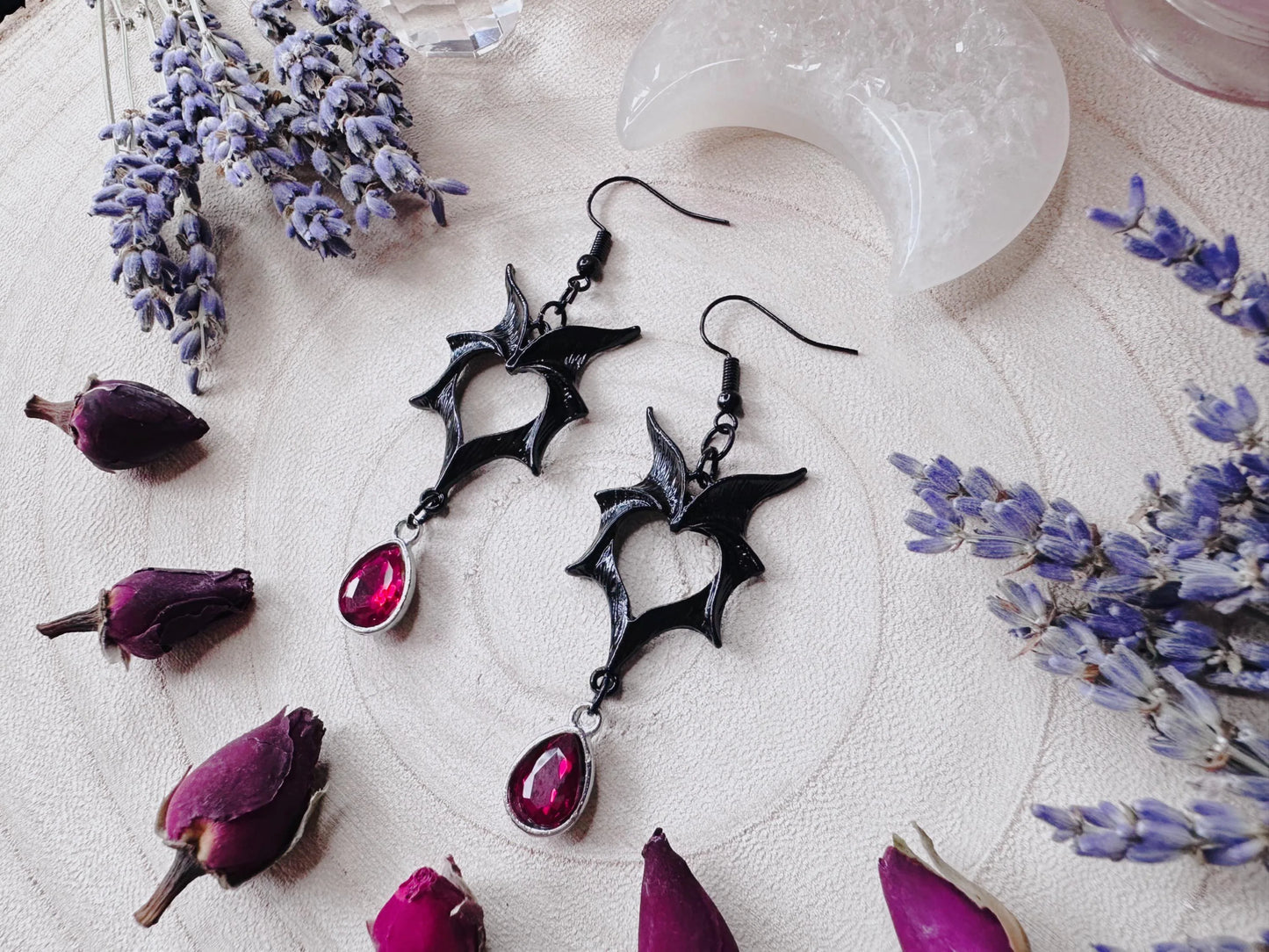 Vampire Heart Bat Earrings