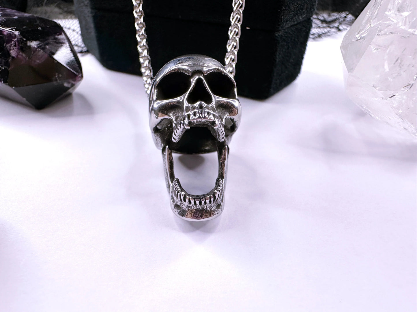 Stainless Steel Vampire Skull Necklace