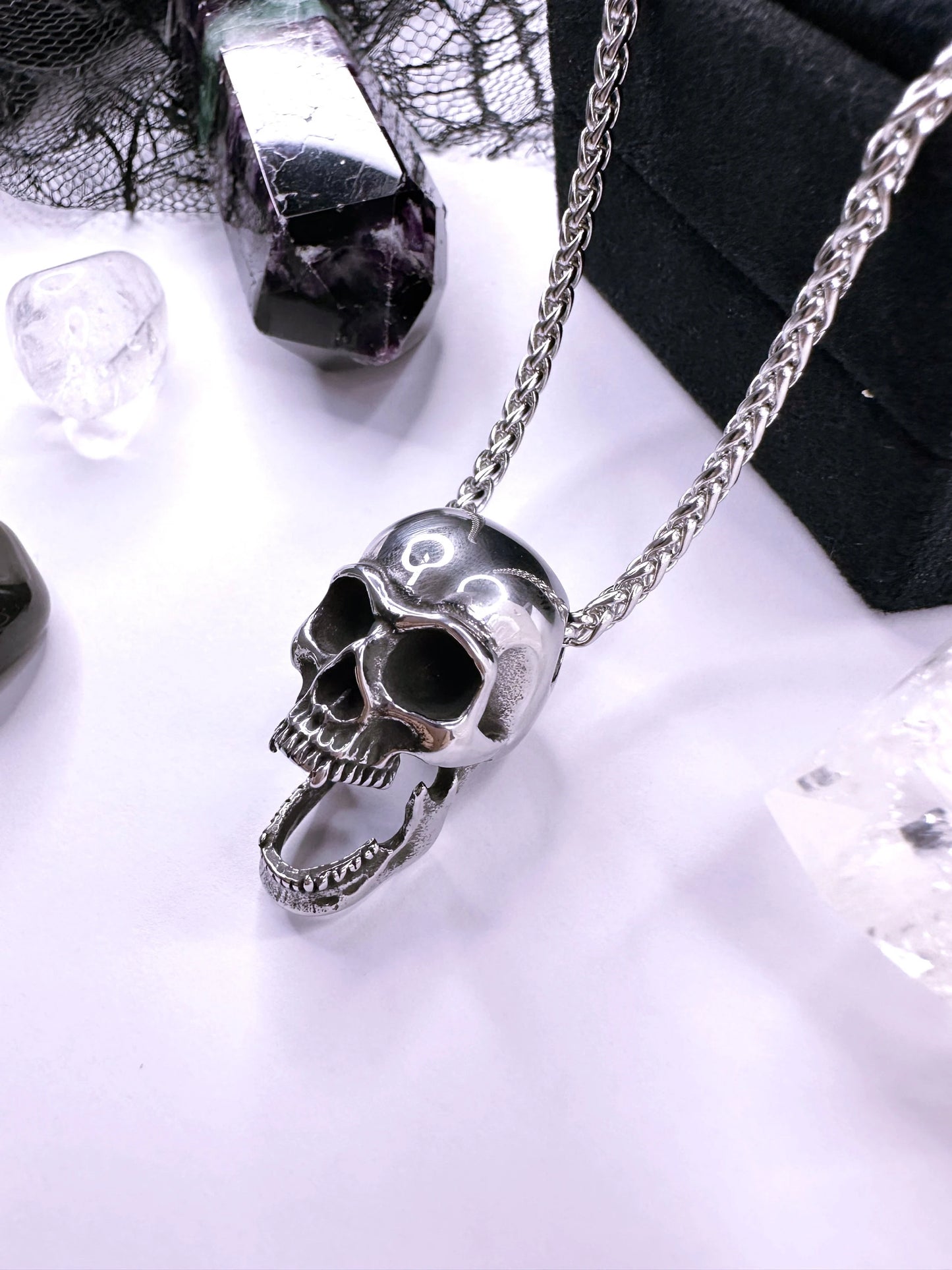 Stainless Steel Vampire Skull Necklace