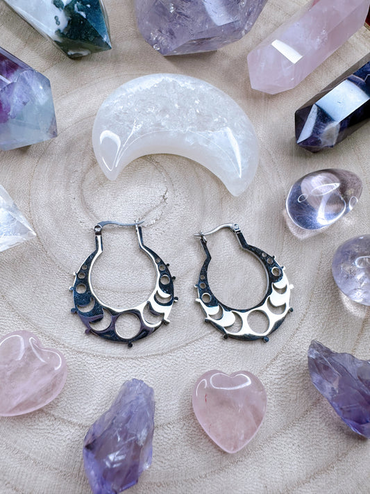 Moon Phase Hoop Earrings