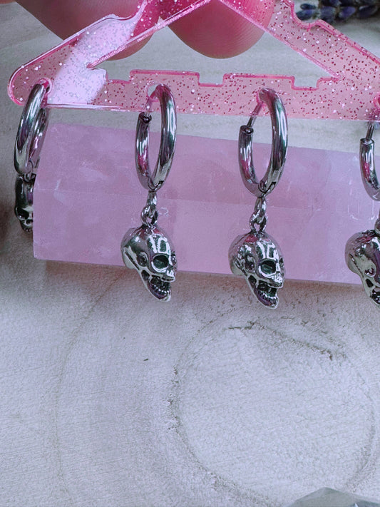 Small Skull Huggie Hoops