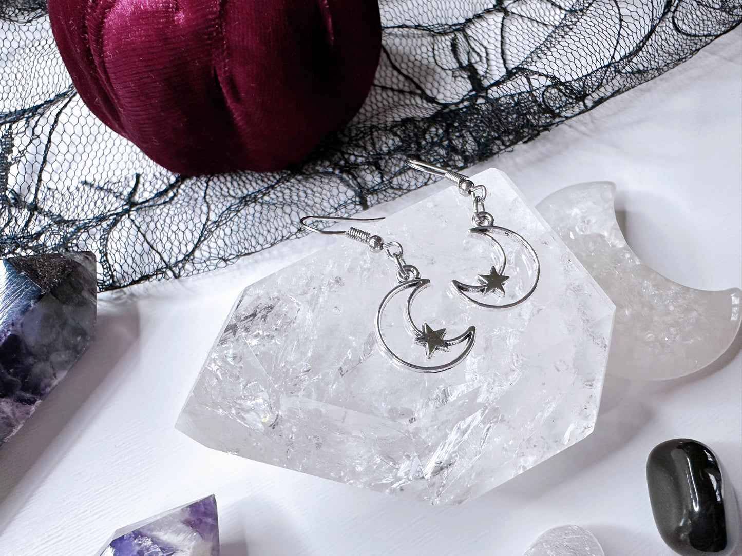 Crescent Moon & Star Earrings
