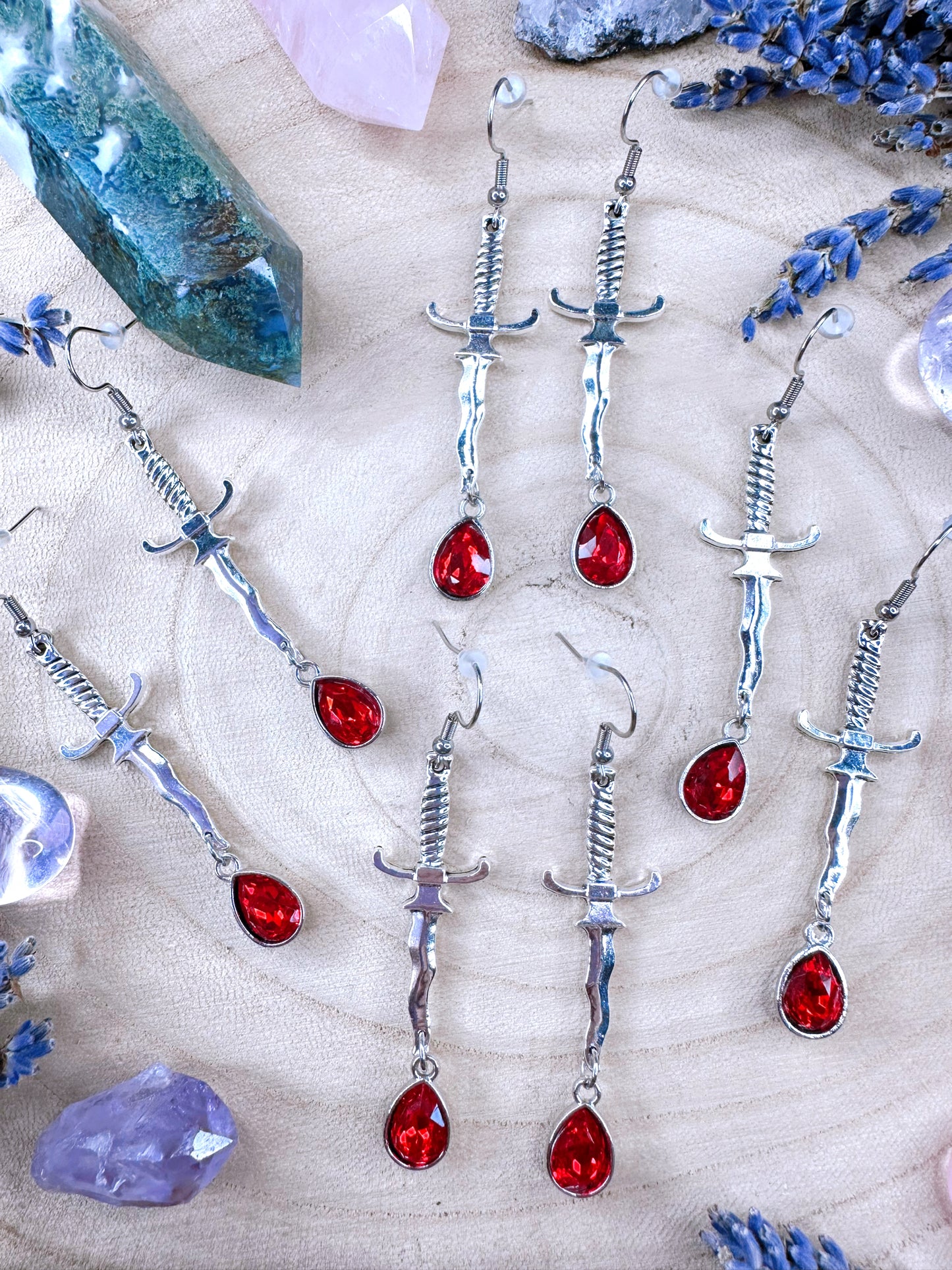 Blood Droplet Dagger Earrings