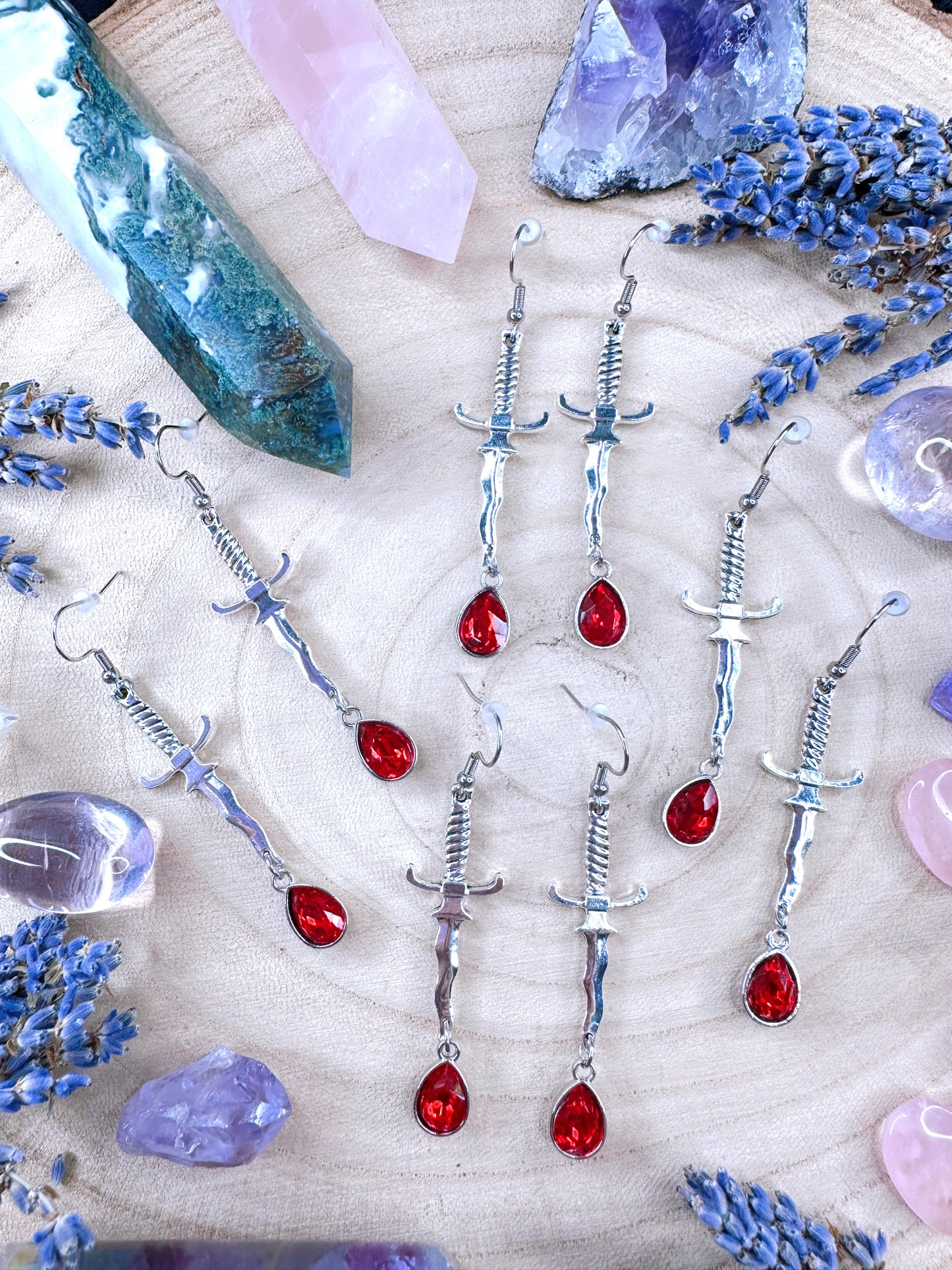 Blood Droplet Dagger Earrings