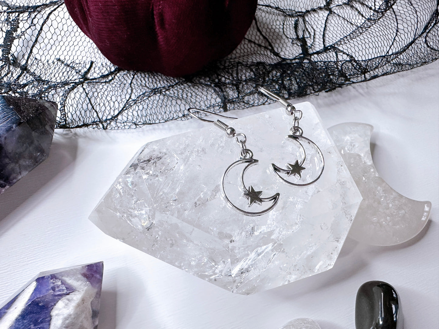 Crescent Moon & Star Earrings