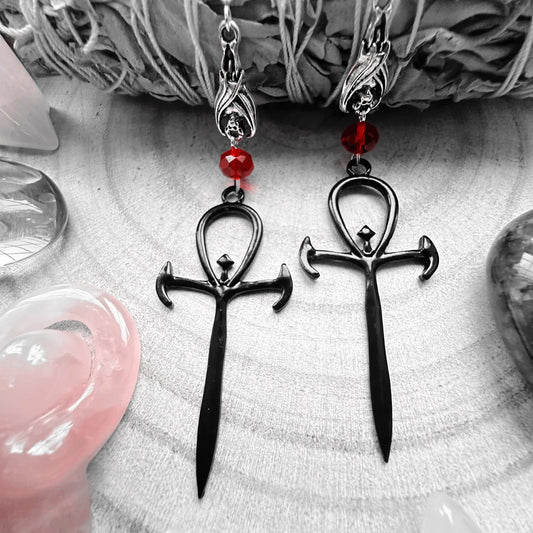 Ankh Of The Vampyr Earrings