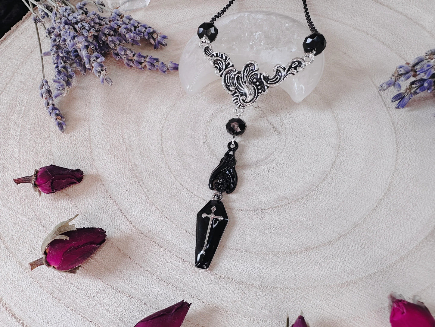 Black Bat & Coffin Necklace