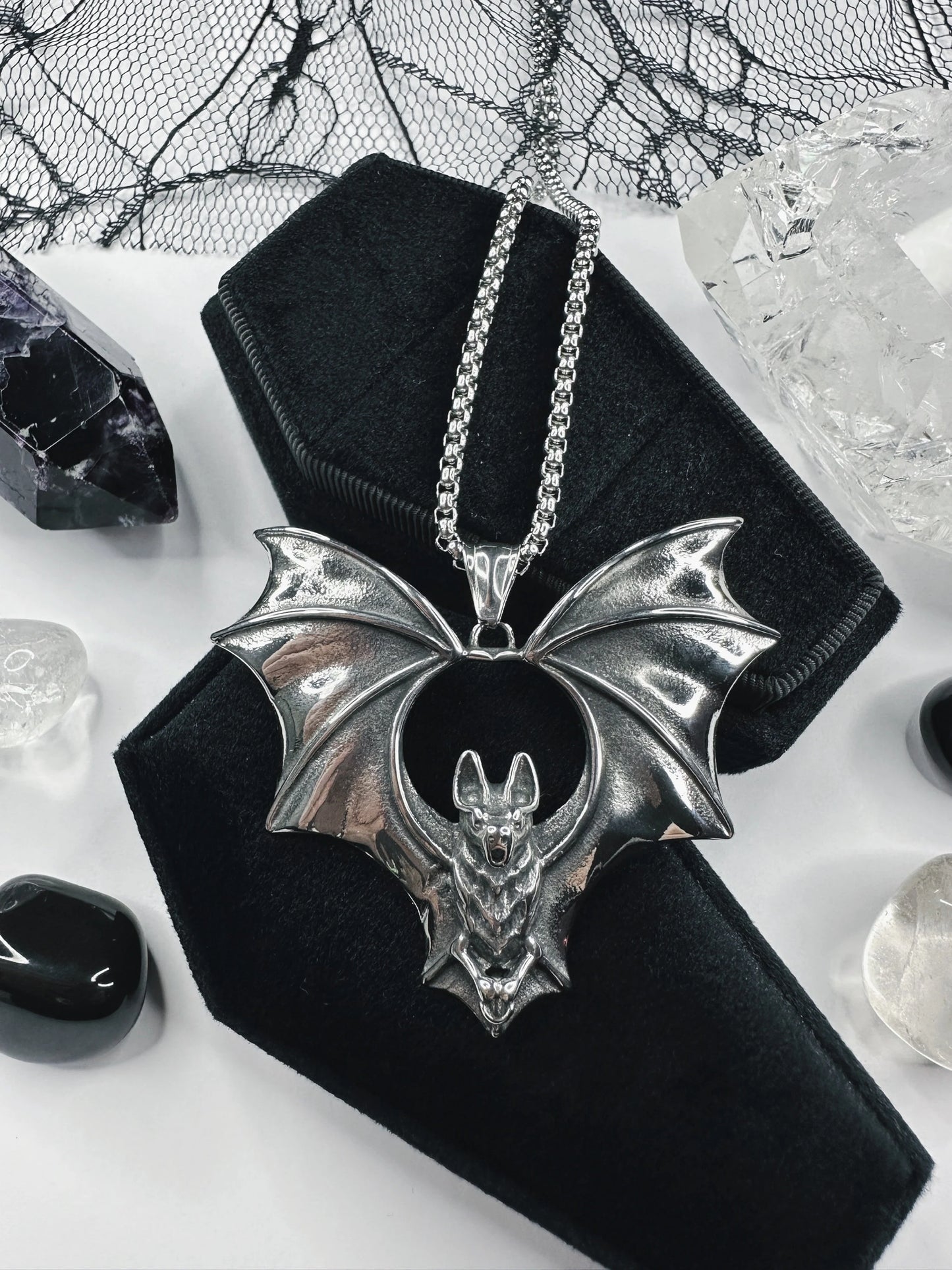 Gothic Stainless Steel Prince Of Darkness Bat Necklace