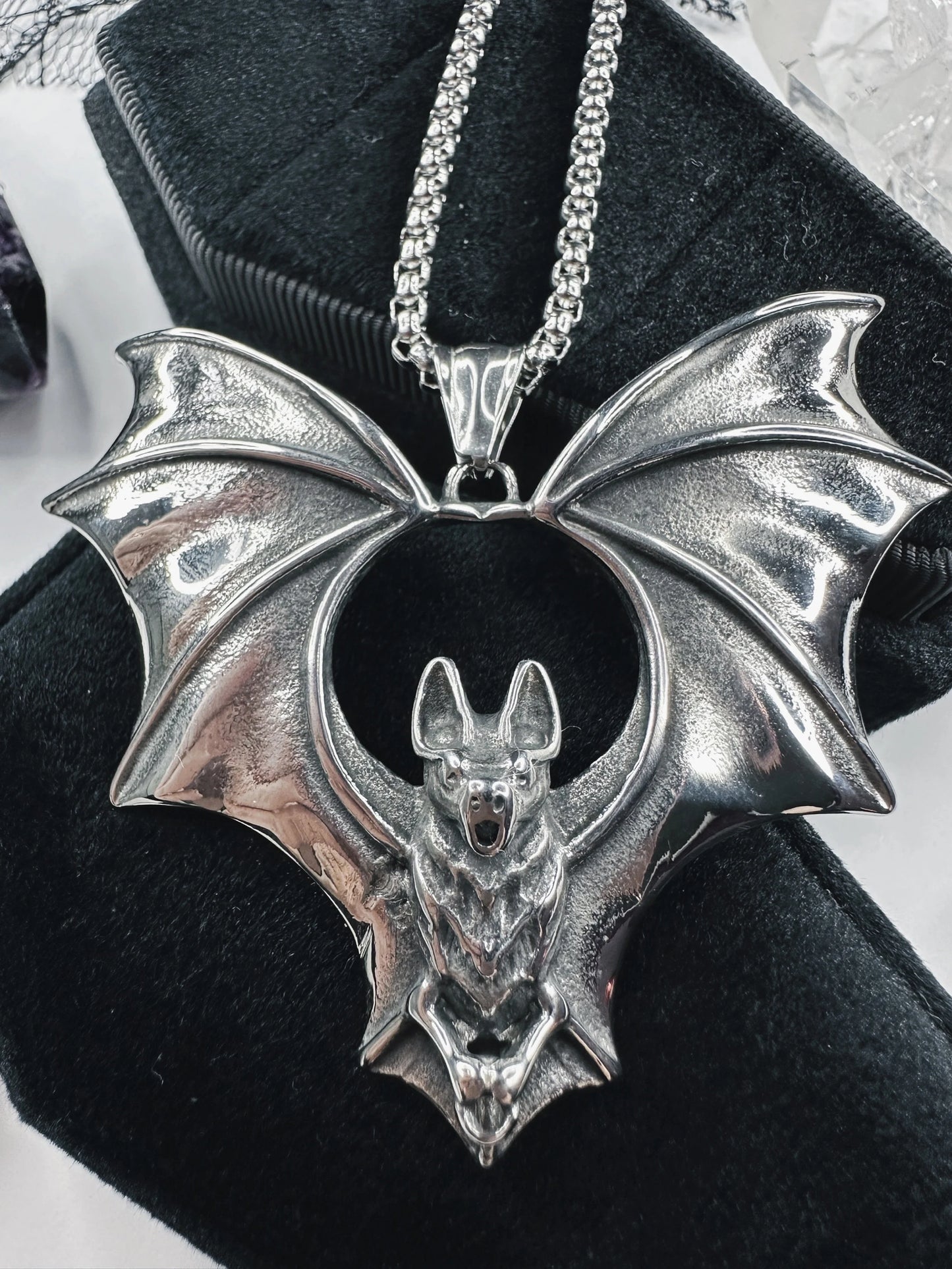 Gothic Stainless Steel Prince Of Darkness Bat Necklace