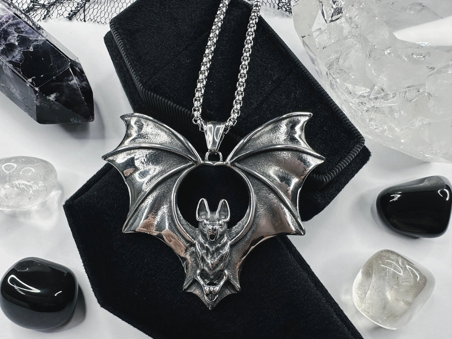 Gothic Stainless Steel Prince Of Darkness Bat Necklace