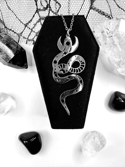 Stainless Steel Celestial Snake Necklace