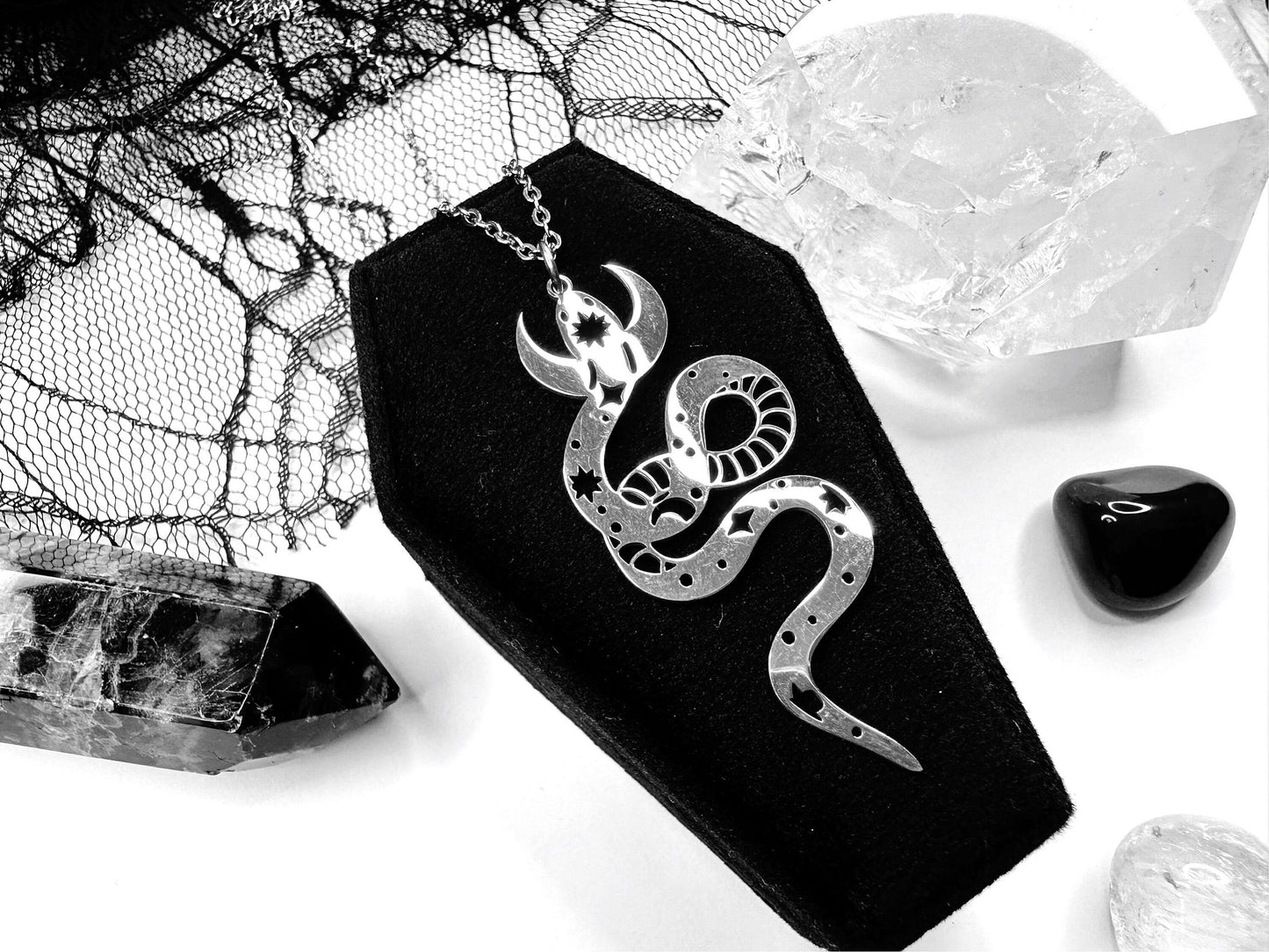 Stainless Steel Celestial Snake Necklace
