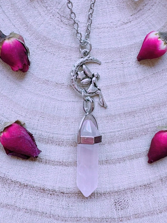 Faerie Moon Rose Quartz Necklace