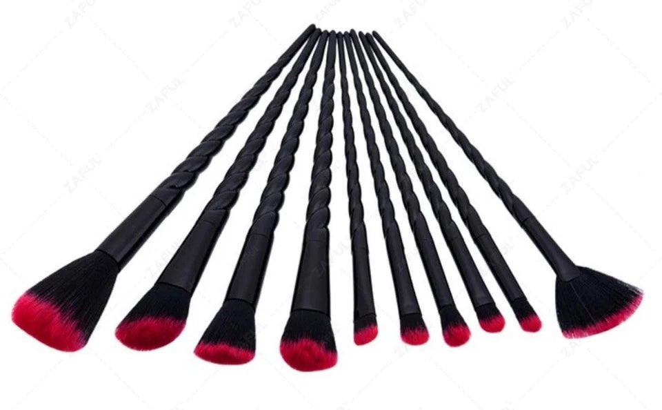 10 Piece Gothic Unicorn Makeup Brushes