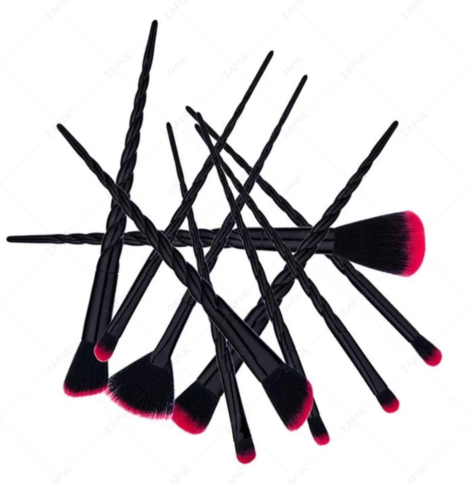 10 Piece Gothic Unicorn Makeup Brushes