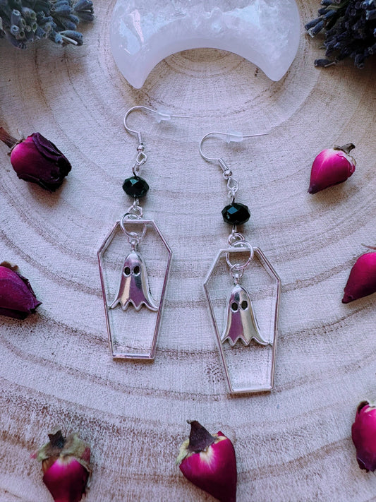 Haunted Coffin Ghost Earrings