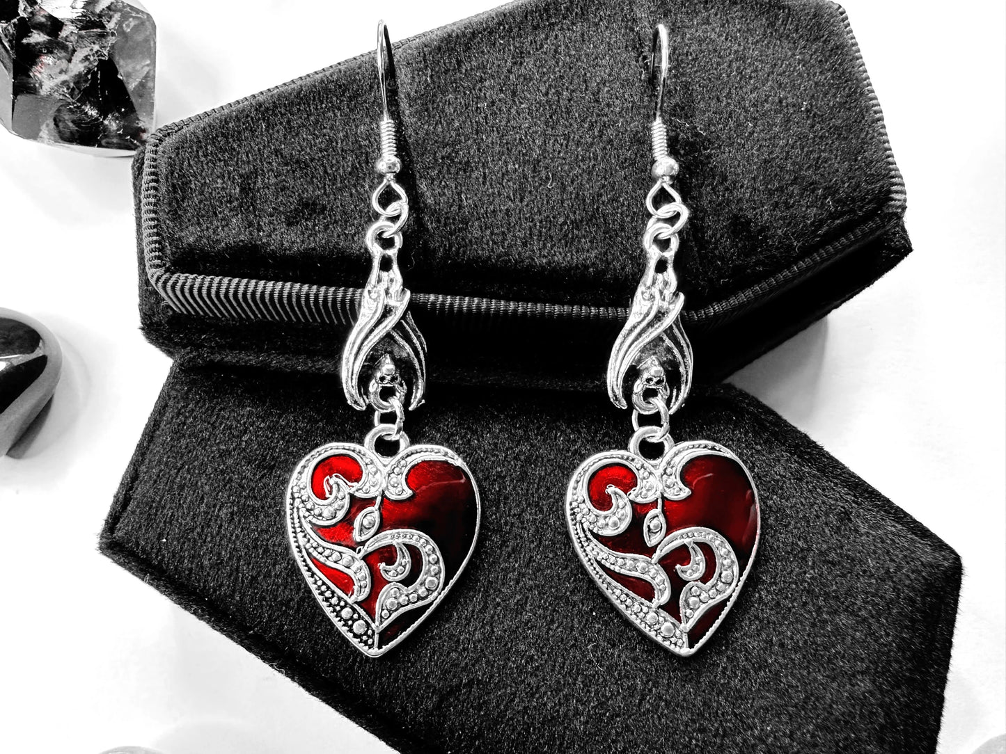 Vampire’s Masquerade Heart Earrings