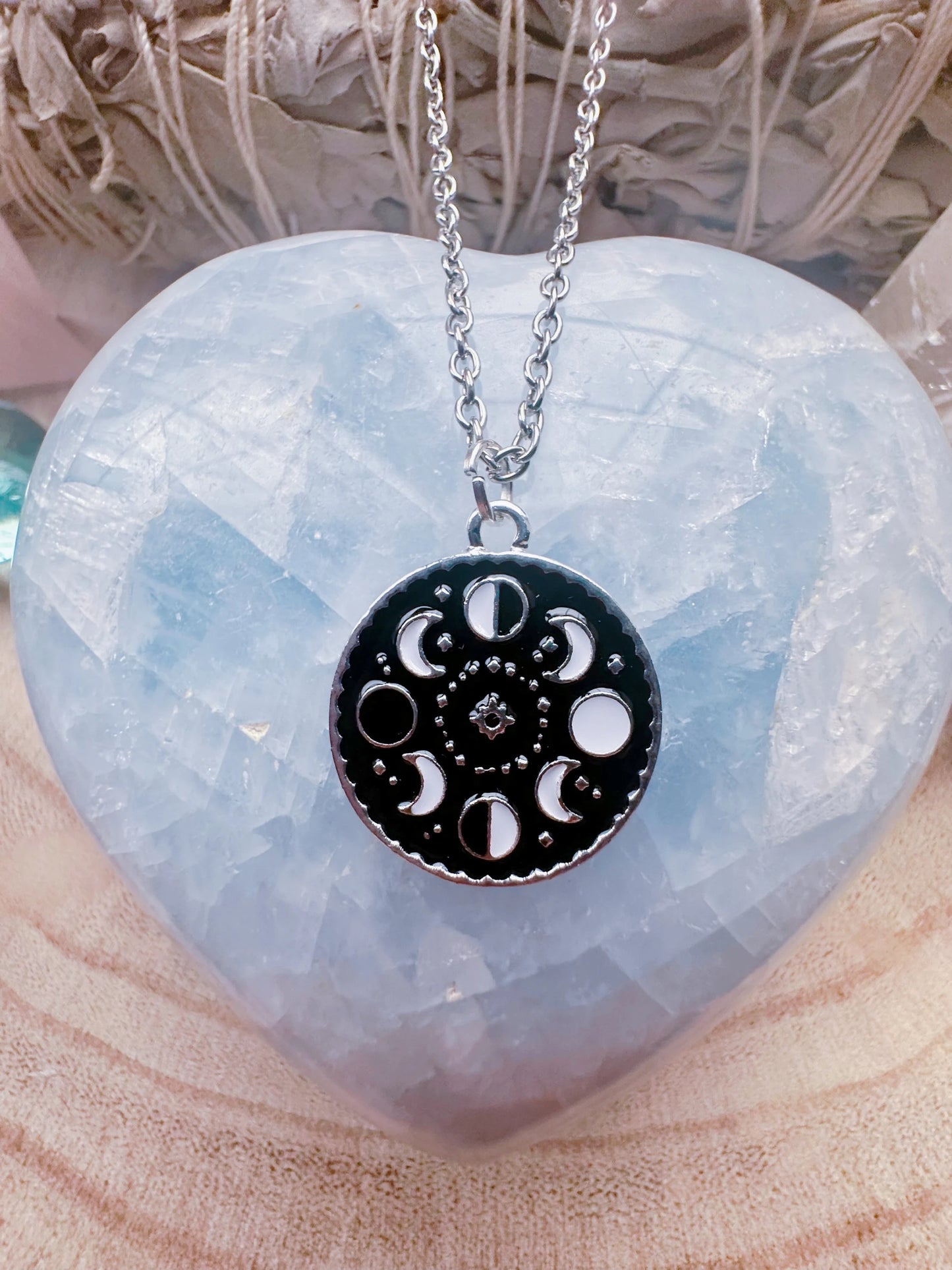 Black & White Moon Phase Necklace