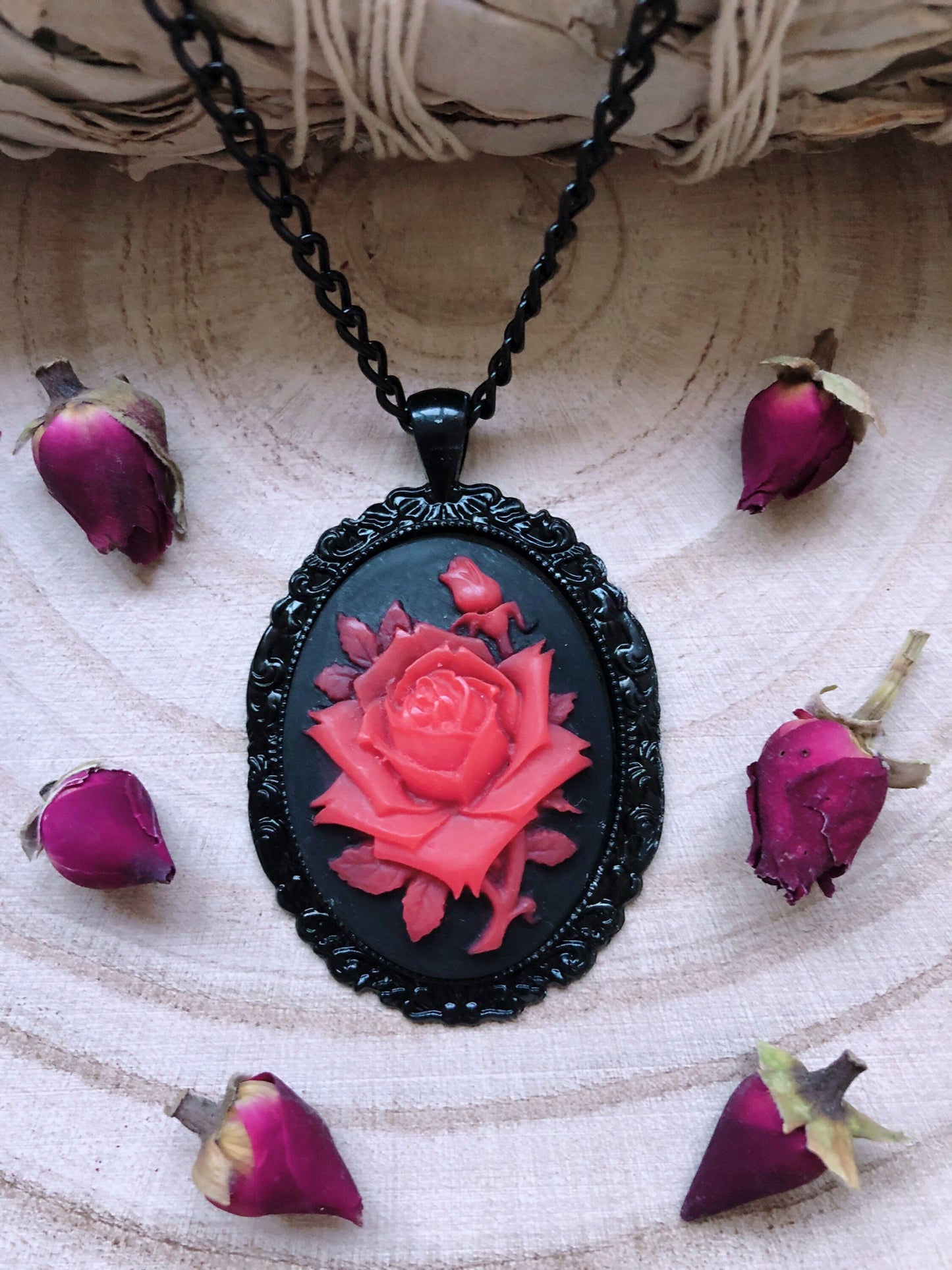Painting The Roses Red Cameo Necklace