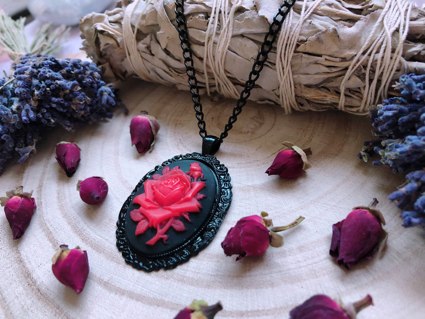 Painting The Roses Red Cameo Necklace