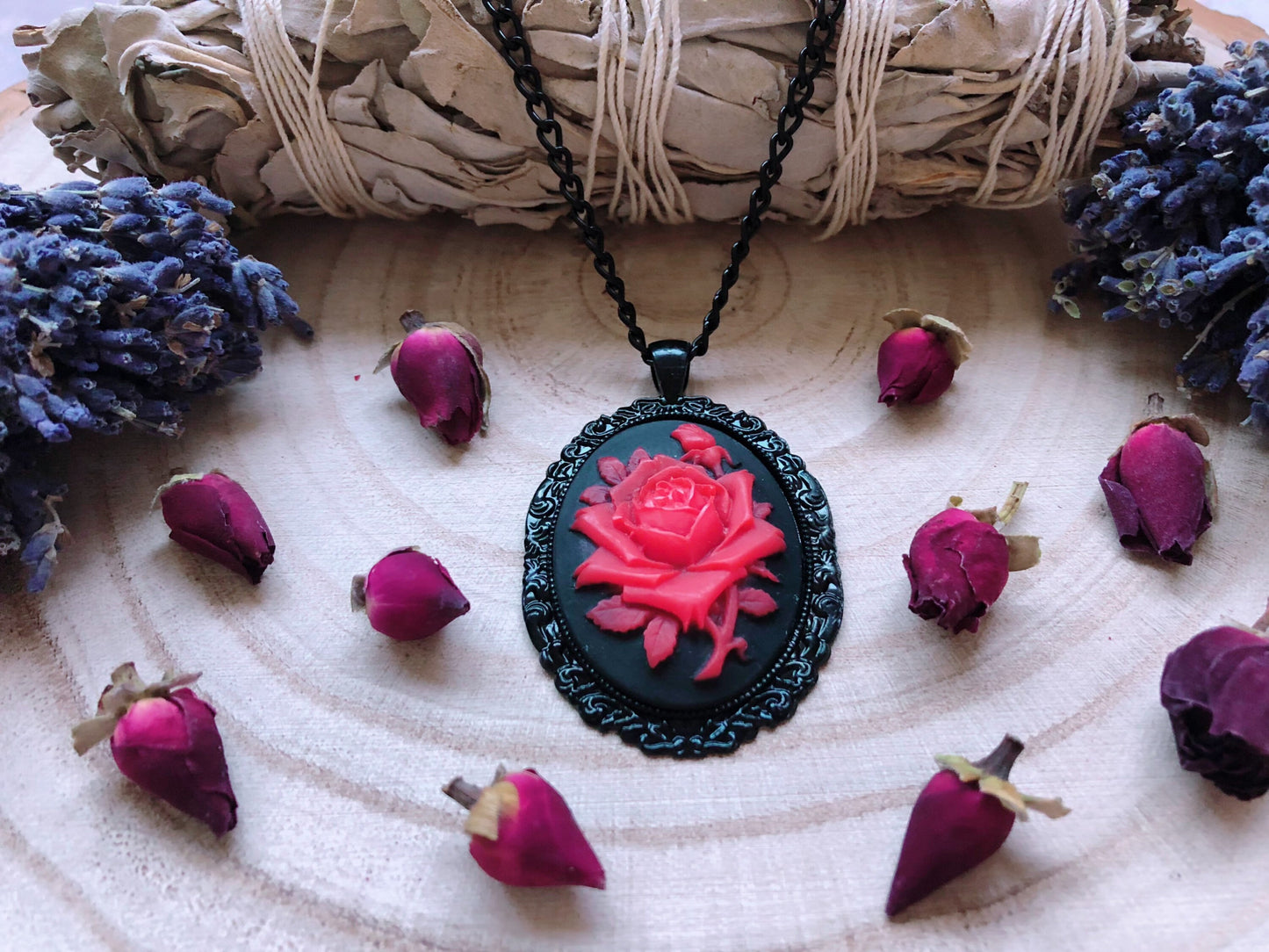 Painting The Roses Red Cameo Necklace