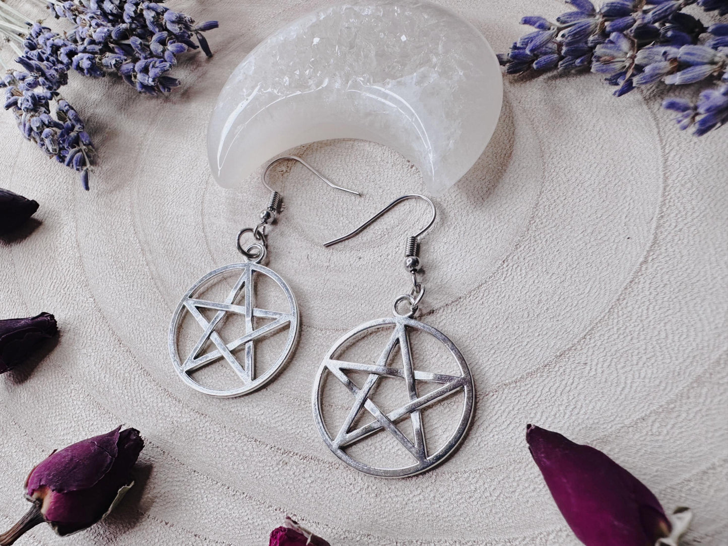 Silver Pentagram Earrings