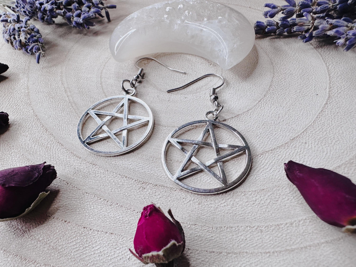 Silver Pentagram Earrings