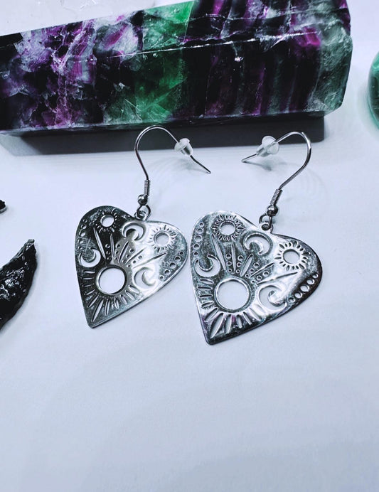 Stainless Steel Ouija Planchette Earrings