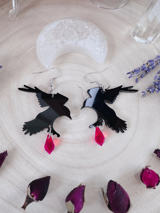 Raven Blood Droplet Earrings