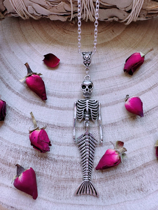 Skeletal Siren Mermaid Necklace