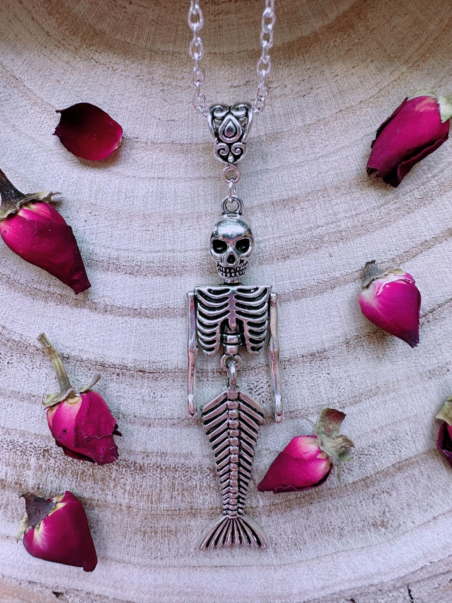 Skeletal Siren Mermaid Necklace