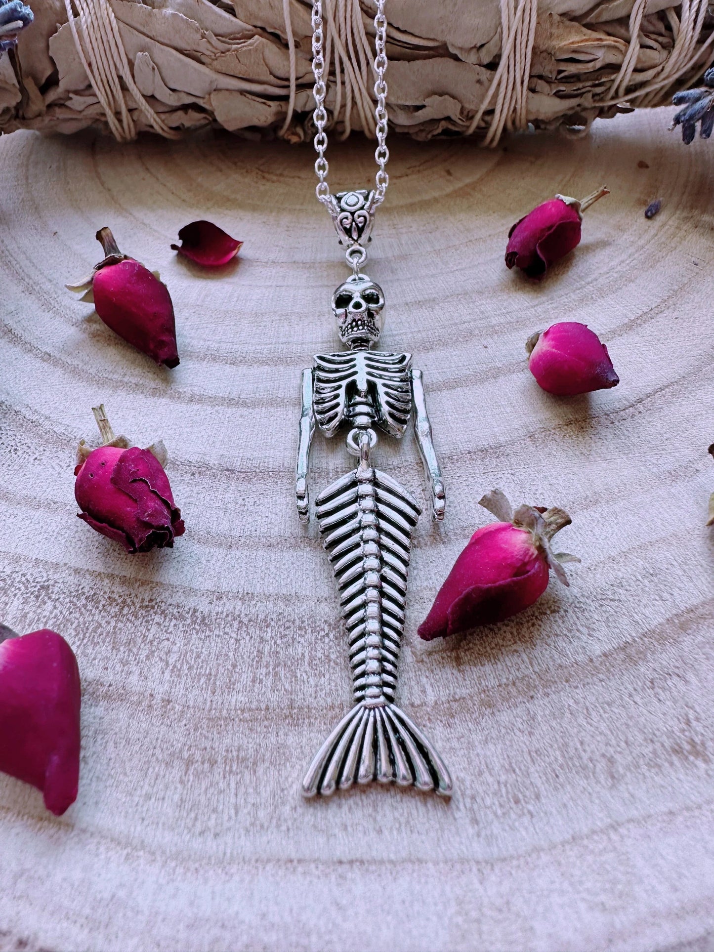Skeletal Siren Mermaid Necklace