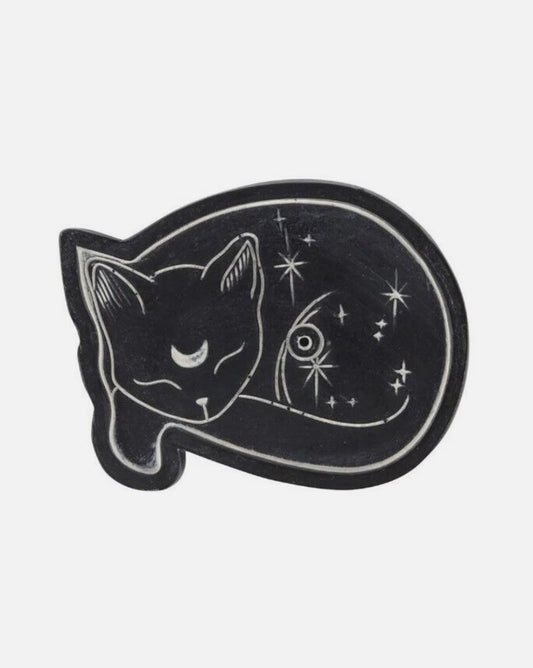Sleeping Black Cat Incense Holder