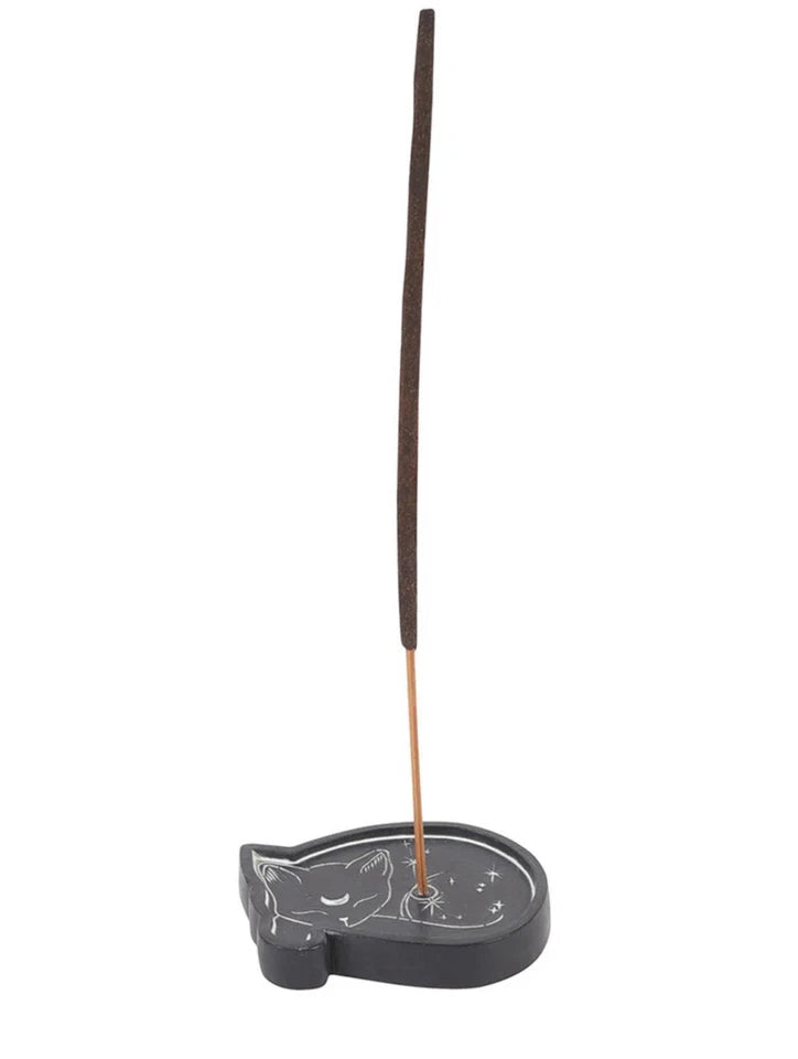Sleeping Black Cat Incense Holder