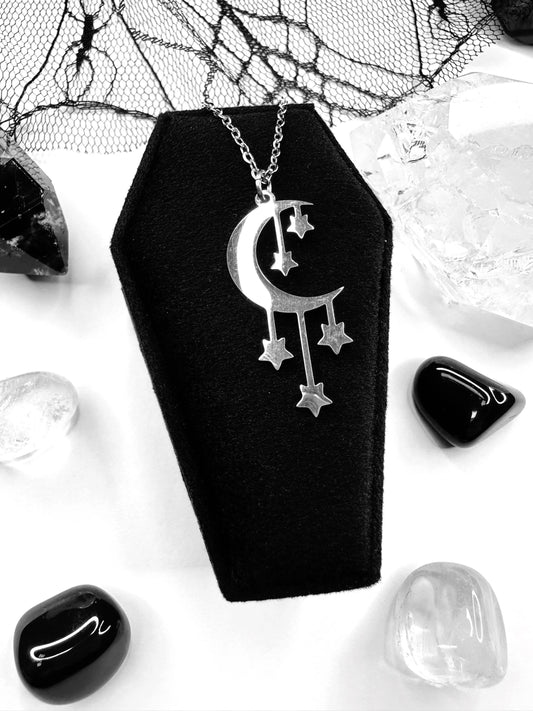 Stainless Steel Starlit Moon Necklace