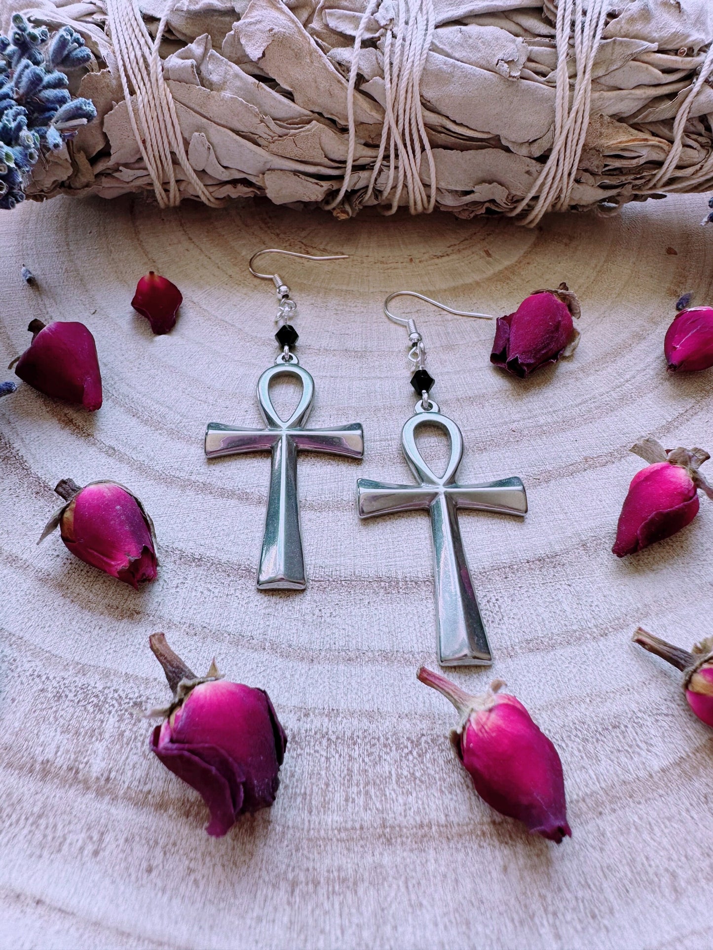 Stainless Steel Ankh Earrings