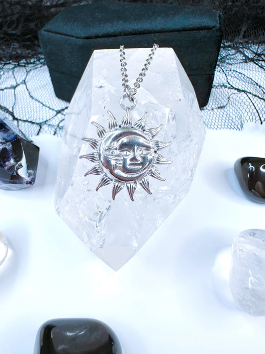 Stainless Steel Sun & Moon Necklace