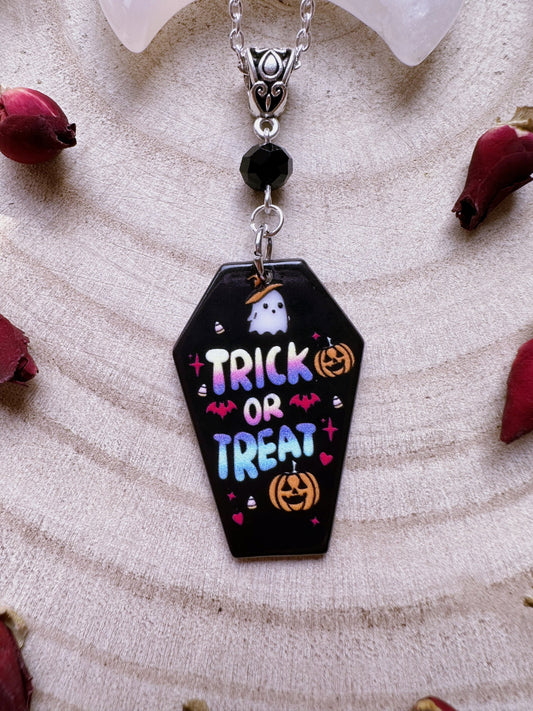 Trick Or Treat Coffin Necklace