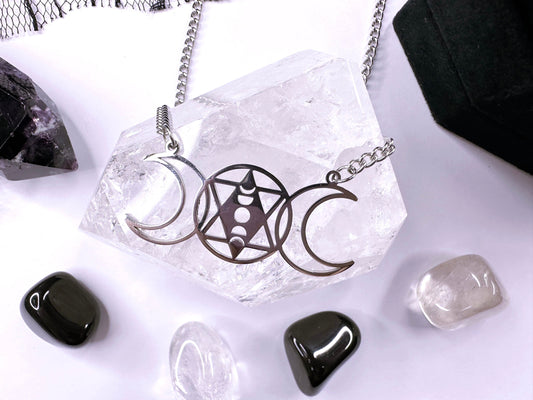 Stainless Steel Triple Moon Necklace