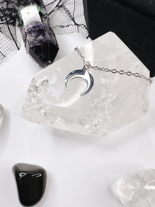 Stainless Steel Upside Down Crescent Moon Choker
