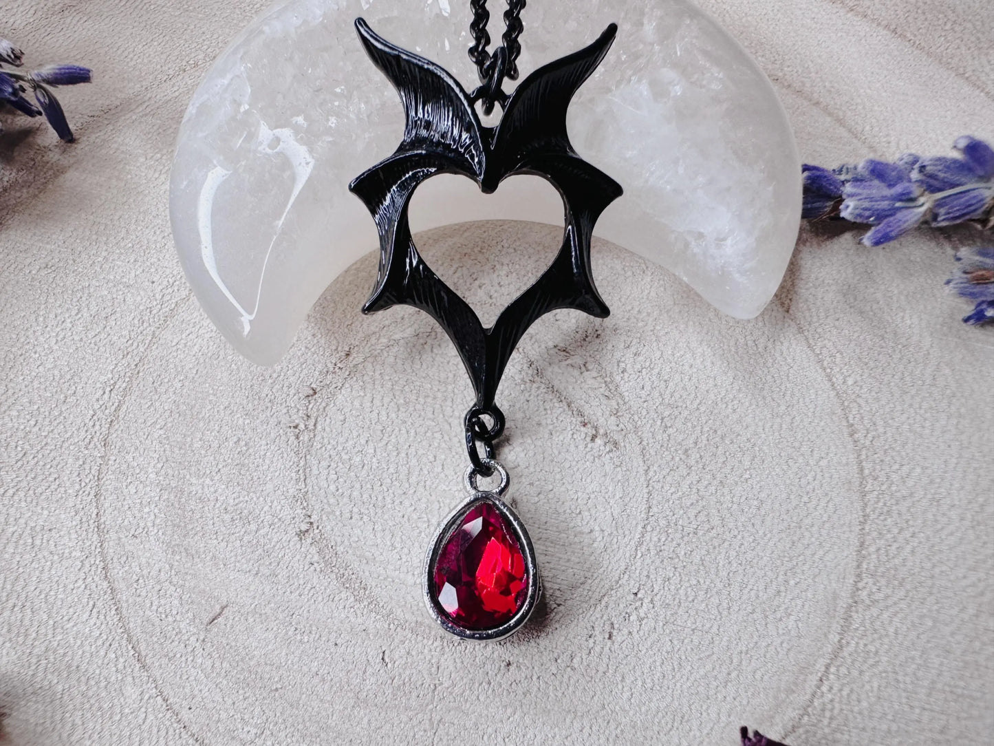 Vampire Heart Bat Necklace